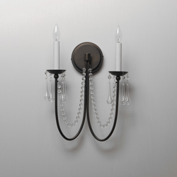 Plumette 2-Light Wall Sconce w Crystal