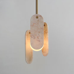 Megalith Stem Hung LED Pendant - Rose Jade