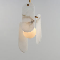 Megalith Cord Hung LED Pendant - Alabaster