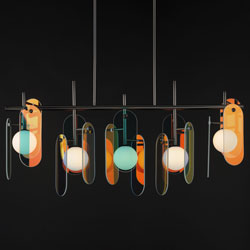 Megalith 5-Light Linear Pendant - Dichroic Glass