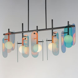 Megalith 5-Light Linear Pendant - Dichroic Glass