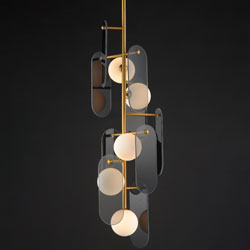 Megalith 5-Light Vertical Pendant - Mirror Smoke