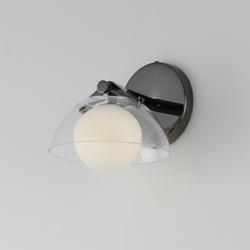 Domain 1-Light Wall Sconce - Clear/Black Nickel