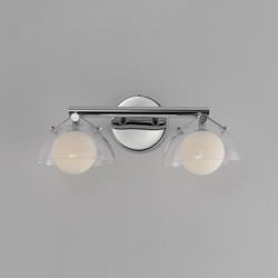 Domain 2-Light Wall Sconce - Clear/Chrome