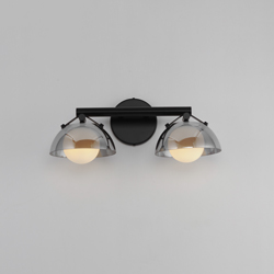 Domain 2-Light Wall Sconce - Smoke/Matte Black