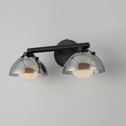 Domain 2-Light Wall Sconce - Smoke/Matte Black