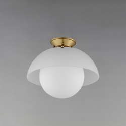 Domain 14" Semi Flush Mount - Frost/Brass