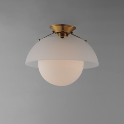 Domain 14" Semi Flush Mount - Frost/Brass